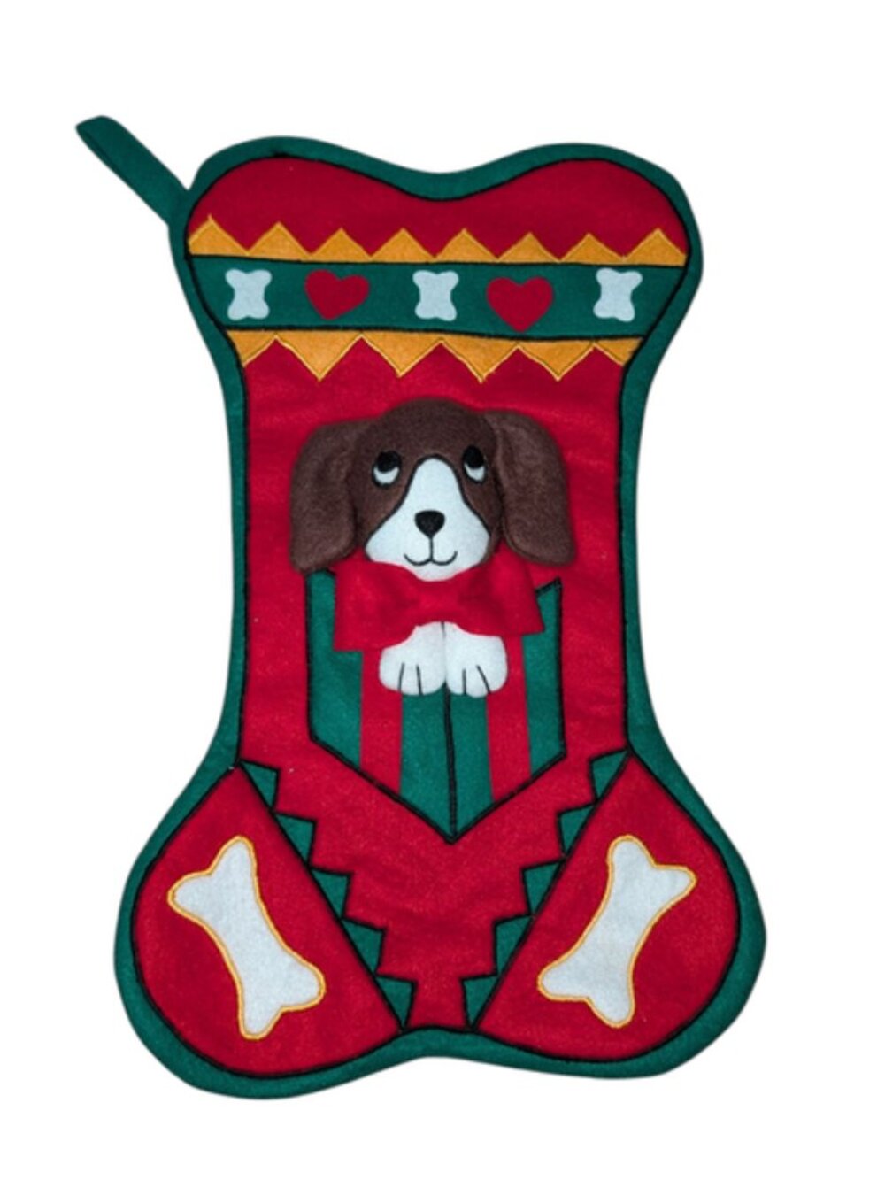 Dillards Dog Bone Shaped 3D Puppy Present Felt Christmas Stocking